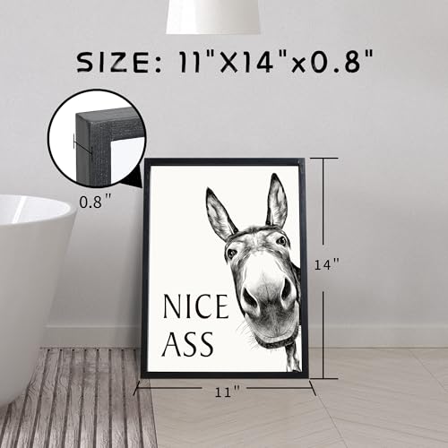 Farmhouse Bathroom Wall Art Set - Donkey Theme