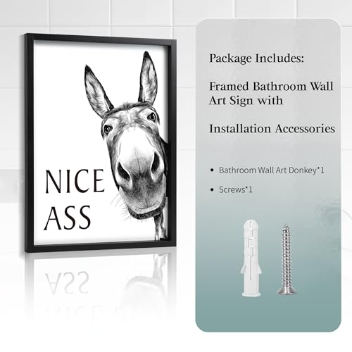 Farmhouse Bathroom Wall Art Set - Donkey Theme