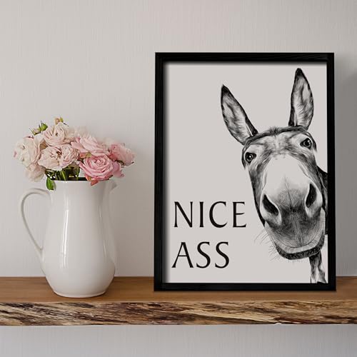 Farmhouse Bathroom Wall Art Set - Donkey Theme
