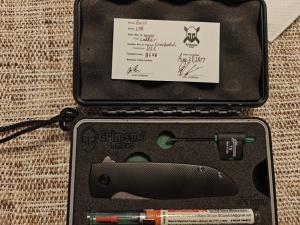 Grimsmo Rask Milled Titanium Knife with Blue Accents