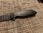 Grimsmo Rask Milled Titanium Knife with Blue Accents