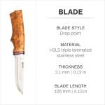 Helle Futura Camping Knife with Curly Birch Handle