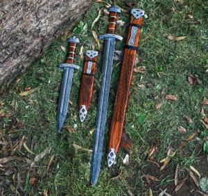 Damascus Steel Viking Sword - 2 Piece Set