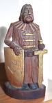 Viking Knight Wood Carved Sword and Shield Statue
