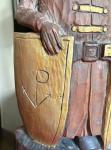 Viking Knight Wood Carved Sword and Shield Statue