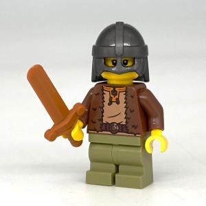 Viking Boy Minifigure with Sword and Helmet
