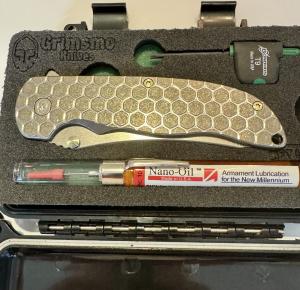 Grimsmo Norseman Knife - Stonewashed Finish with Gold Hardware