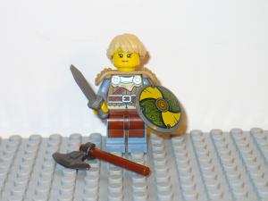 Viking Warrior Minifigure with Green Shield and Axe