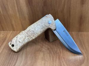 Helle Dokka Folding Knife Curly Maple Handle