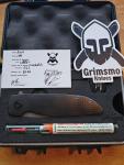 Grimsmo Rask Knife - Ladder Damasteel, Titanium, Black