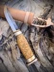 Wood Jewel Puukko Knife with Custom Sheath