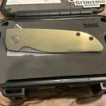 Grimsmo Rask Knife with Gold Handles and Purple Hardware