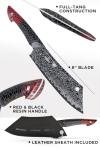 Dalstrong Crixus Chef Knife - 8 inch - Scorpion Series - Exclusive Japanese V12 Ultra™ Steel - Black Damascus - Black & Red Honeycomb Resin Handle - Versatile Chopping Kitchen Knife Leather Sheath