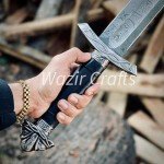 Handmade Damascus Steel Viking Sword - Wazir Crafts