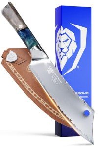 Dalstrong Chef & Cleaver Hybrid Knife - The 'Crixus' - 8 inch - Valhalla Series - 9CR18MOV HC Steel - Celestial Resin & Wood Handle - Razor Sharp Chef's Knife - w/Leather Sheath