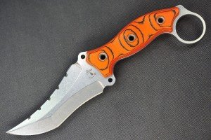 Busse Custom Triceratops Knife - Orange/Black G10 Handle