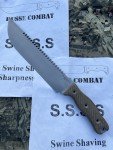 SwampRat SR-77 SawManDu with Green Micarta Handle