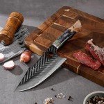 Norseman 7-Inch Damascus Butcher Knife with Sheath