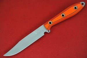 Busse Custom 4.65" Elmax Steak Knife - Orange/Black