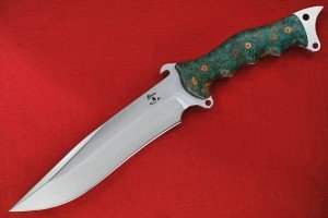 Busse Custom MoJo Knife with Green Buckeye Burl
