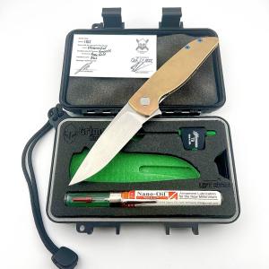 Grimsmo Rask Rose Gold Titanium Knife with Blue Accents