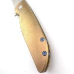 Grimsmo Rask Rose Gold Titanium Knife with Blue Accents