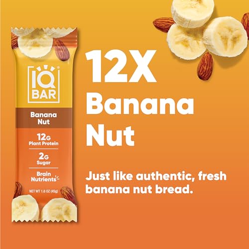 IQBAR Banana Nut Keto - 12-Count Low Carb Meal Replacement Bars