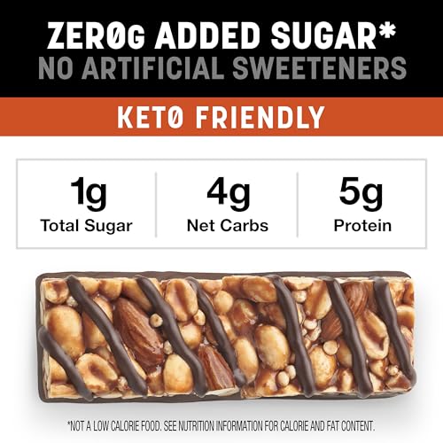 Keto-Friendly KIND Zero Sugar Bars, Peanut Butter Dark Chocolate