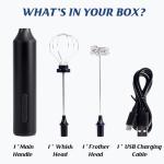 Rechargeable Handheld Milk Frother for Keto Coffee (Black)