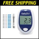 Portable Ketone Testing Kit: Blood Meter, Lancing Device & Strips Included