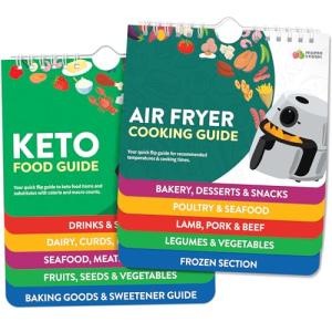 Air Fryer & Keto Cookbook Magnets - Set of 2 (7”x6”) - Air Fryer Accessories & Keto Meal Plan Cookbook - Airfryer Kitchen Appliances - Keto Foods & Keto Diet Book for Beginners - Kitchen Gadgets 2026