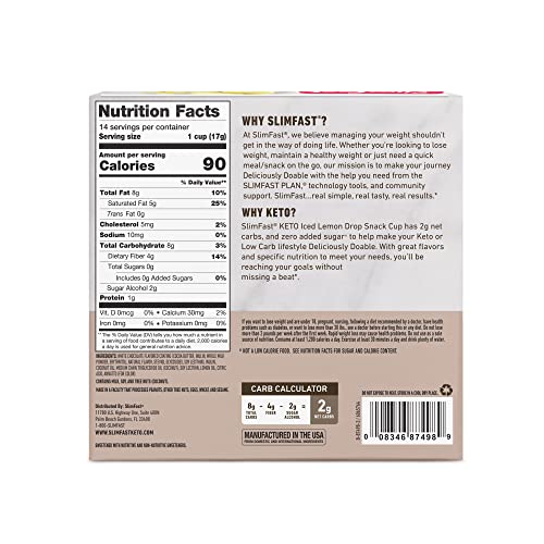 SlimFast Keto Snacks, Iced Lemon Drop, 14 Count