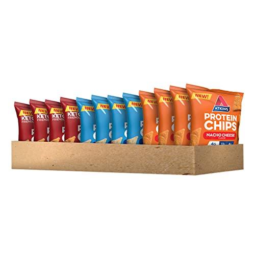 Atkins Protein Chips Variety Pack, 4g Net Carbs, 13g Protein, Gluten Free, Low Glycemic, Keto Friendly, 12 Count -> Keto Friendly Protein Chips Variety Pack, 12 Count