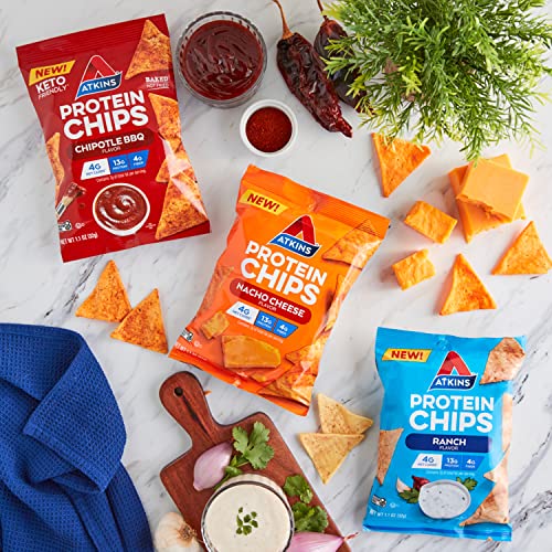 Atkins Protein Chips Variety Pack, 4g Net Carbs, 13g Protein, Gluten Free, Low Glycemic, Keto Friendly, 12 Count -> Keto Friendly Protein Chips Variety Pack, 12 Count