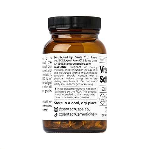 Santa Cruz Keto Vitamin D Supplement, Bone Health, Immune Support, 5000 i.u., 60 Softgels