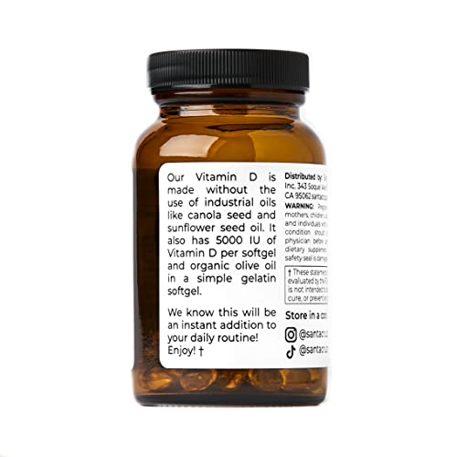 Santa Cruz Keto Vitamin D Supplement, Bone Health, Immune Support, 5000 i.u., 60 Softgels