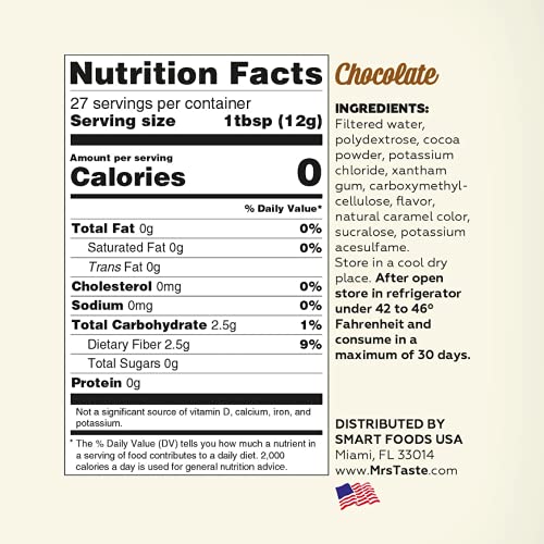 Mrs Taste Sugar Free Chocolate Syrup - Keto/Paleo Friendly