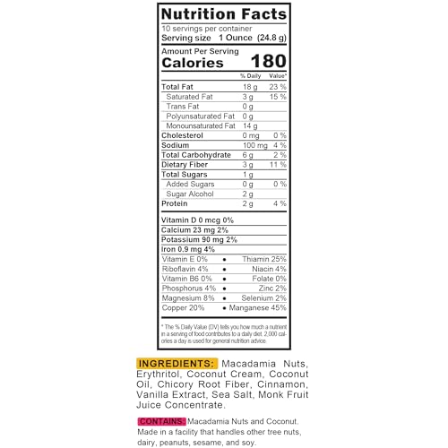 Cinnamon Macadamia Nuts: Keto Snack, Gluten-Free, Low Carb