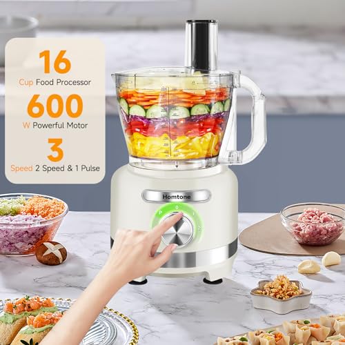 16-Cup Keto Food Processor with 7 Blades, 9 Functions