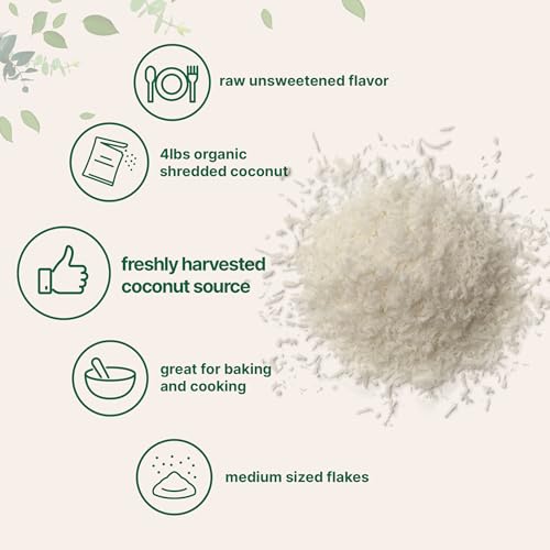 4lbs Organic Shredded Coconut Flakes | Raw Unsweetened Keto