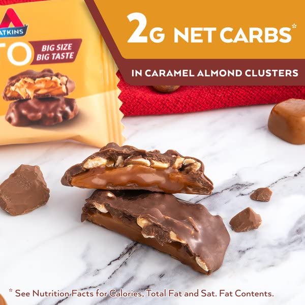 Low Carb Caramel Almond Clusters, Keto Friendly, 20 Count