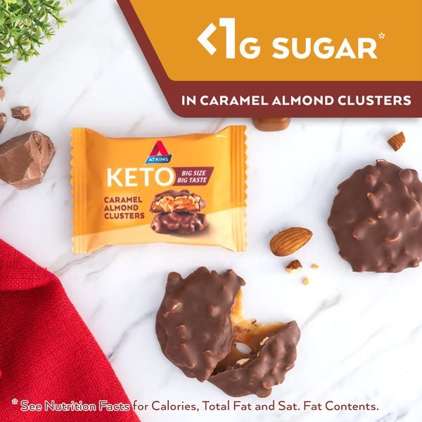 Low Carb Caramel Almond Clusters, Keto Friendly, 20 Count