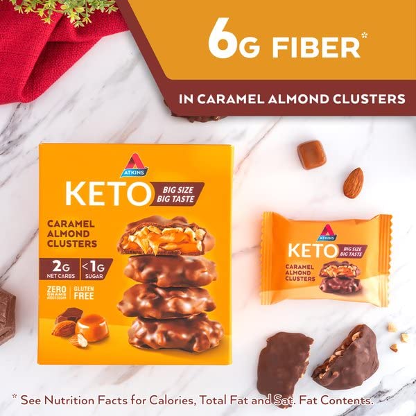 Low Carb Caramel Almond Clusters, Keto Friendly, 20 Count