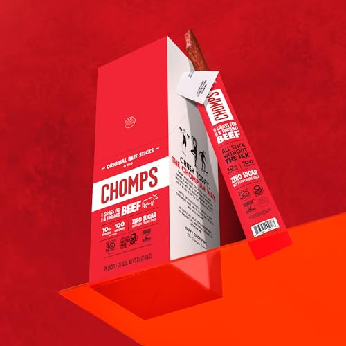 Keto-friendly CHOMPS Grass Fed Beef Jerky Sticks (10 Pack)