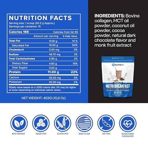 NutriBreakfast Keto Collagen Protein Powder with MCT Oil