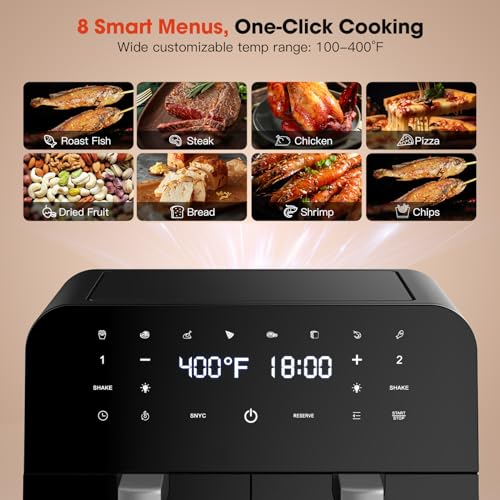 Large Dual Air Fryer with Independent Temperature Control