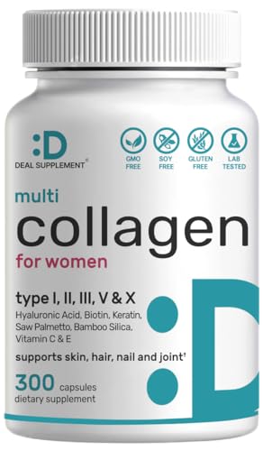 Women's Multi-Collagen with Vitamin C, E, Biotin - 300 Capsules