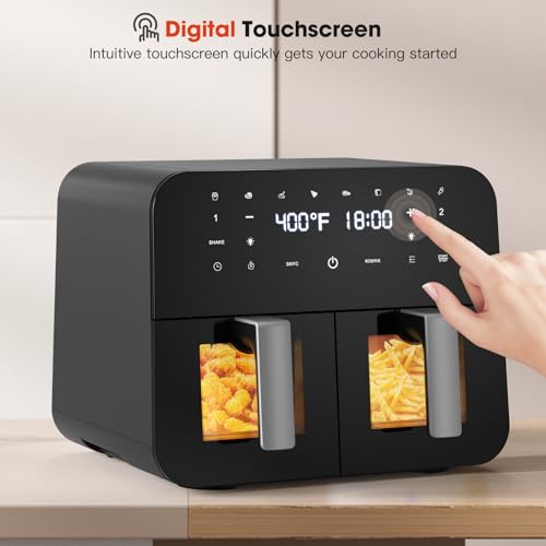 Large Dual Air Fryer with Independent Temperature Control