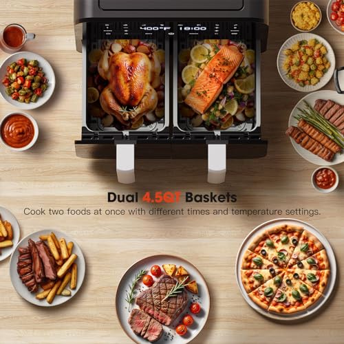 Large Dual Air Fryer with Independent Temperature Control