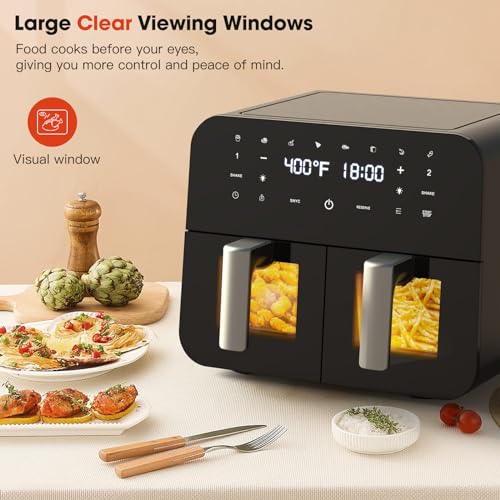 Large Dual Air Fryer with Independent Temperature Control